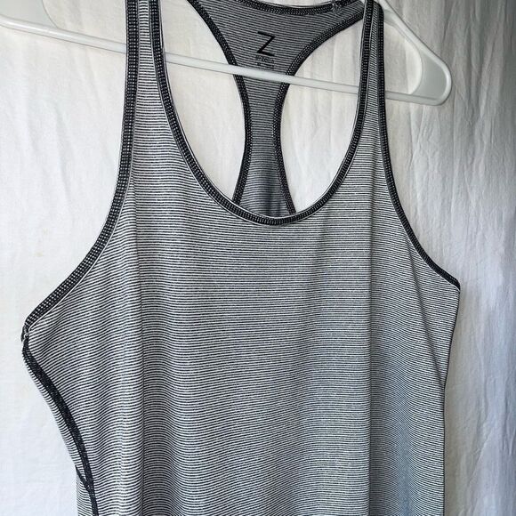 Z by Zella Gray Striped Racerback Tank Top- Women Medium - Picture 2 of 6